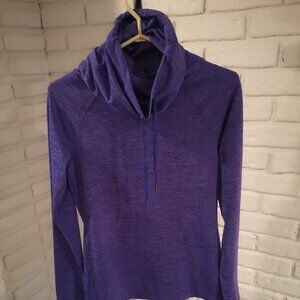 Reebok Ladies Purple Play Dry Tie Funnel Neck Athletic Top